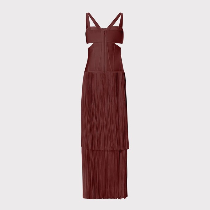 Strappy Sleeveless Tassels Maxi Bandage Dress SW6682