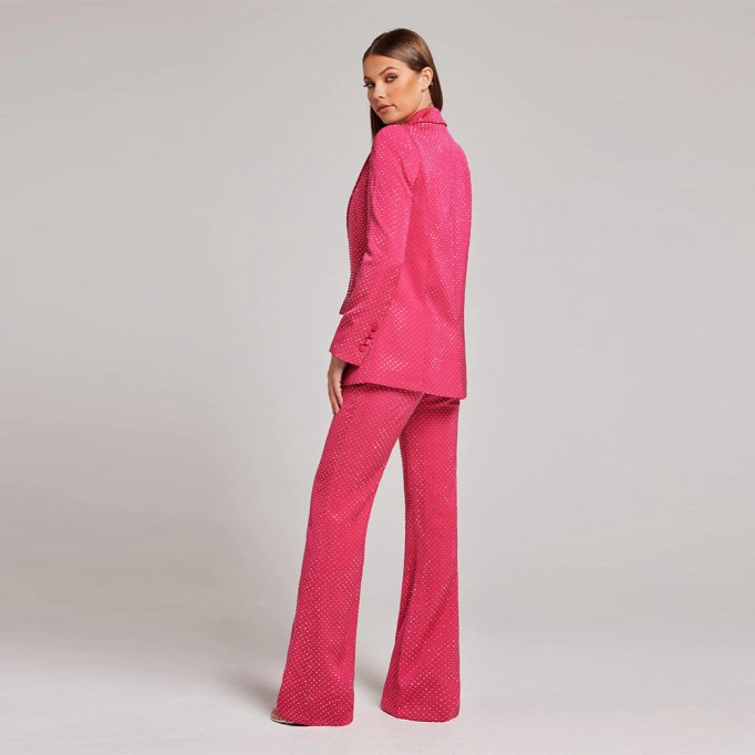 V Neck Long Sleeve Rhinestone Bodycon Set HL9061