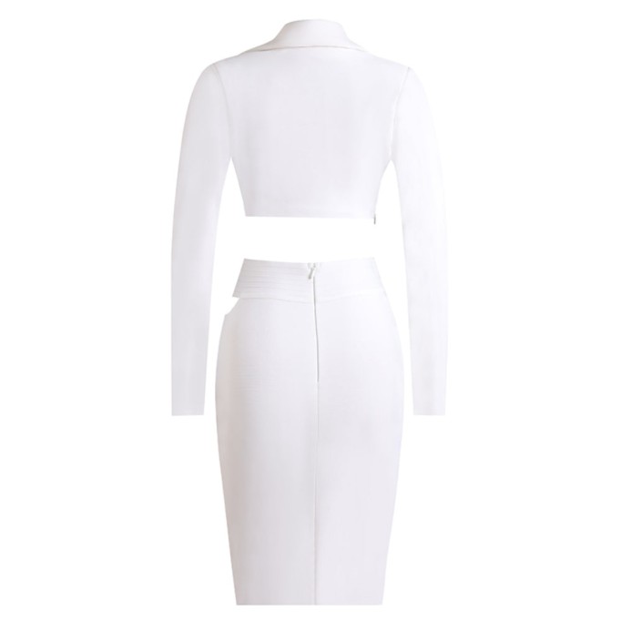 V Neck Long Sleeve Exposed Waist Bandage Set PZC2262