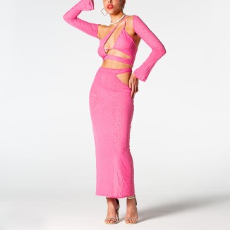 Long Sleeve Slit Maxi Dress PZC2401